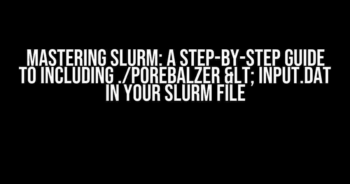 Mastering Slurm: A Step-by-Step Guide to Including ./porebalzer < input.dat in Your Slurm File